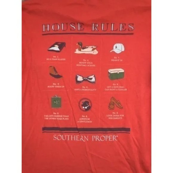 Southern Proper House Rules Long Sleeve T- Shirt Large Red Black Lab Du… - Picture 10 of 12